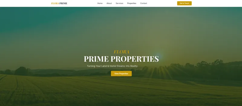 Homepage of the Flora Prime Properties website